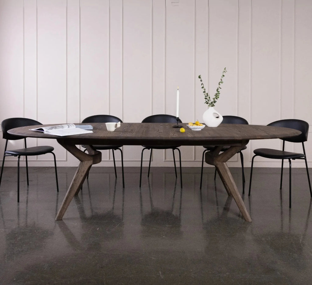 AMELIA Oval  Dining Table in Mocca Brown Oiled Ash - Kristensen Kristensen | Milola