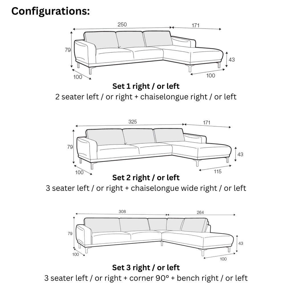 EDVIN Corner Sofa Configuration - Sits | Milola