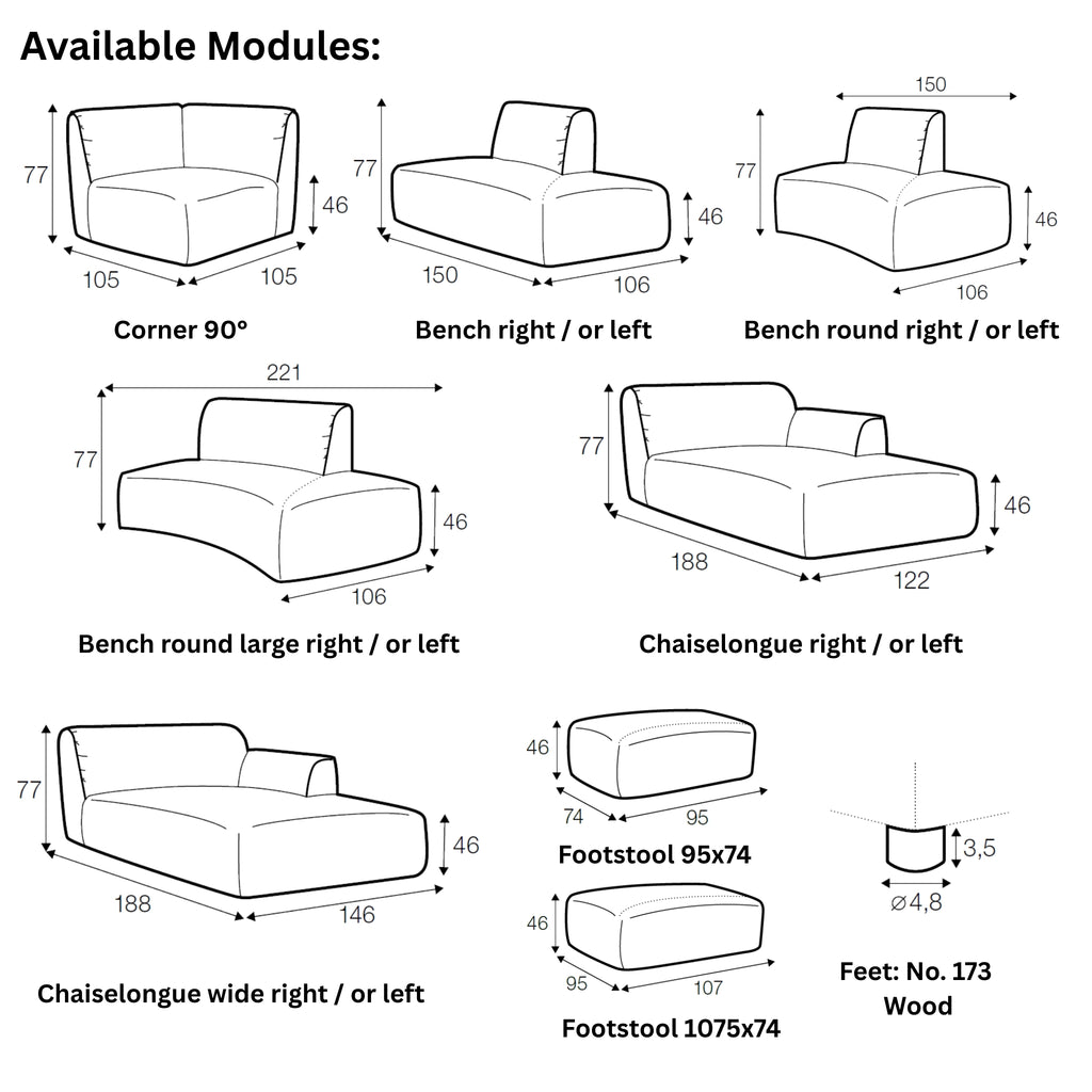 EMILY Corner Sofa Modules - Sits | Milola