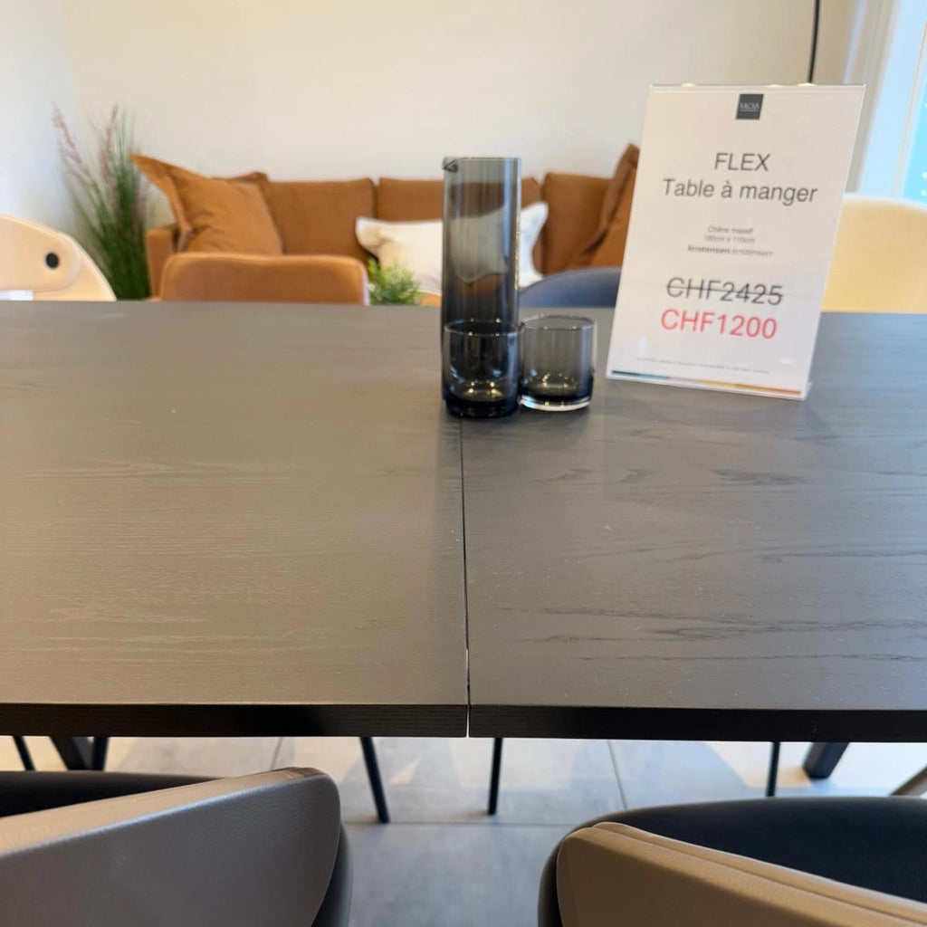 FLEX Solid Black Oak Extendable Dining Table