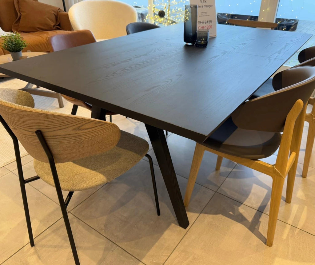 FLEX Solid Black Oak Extendable Dining Table