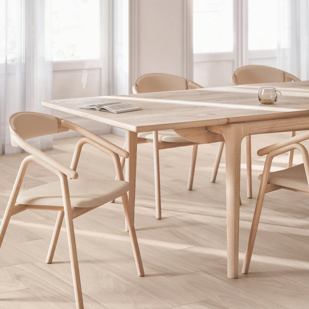 FLOATING Extendable Dining Table in White Oiled Oak - Kristensen | Milola
