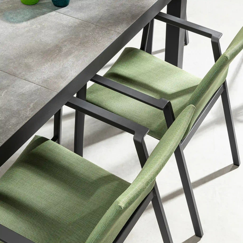 ODEON Outdoor Dining Chair in Charcoal/Olive - Bizzotto | Milola