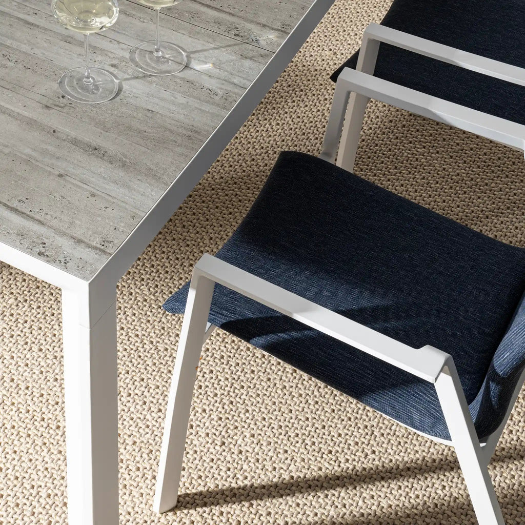 ODEON Outdoor Dining Chair in White/Denim - Bizzotto | Milola