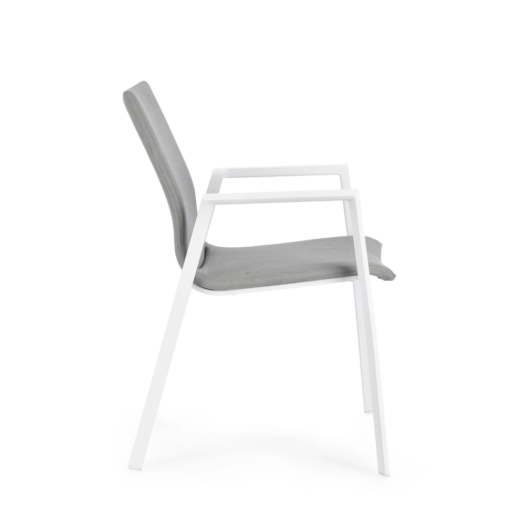 ODEON Outdoor Dining Chair in White/Grey - Bizzotto | Milola