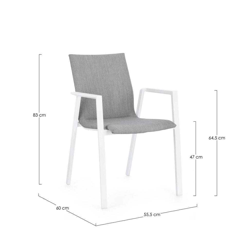 ODEON Outdoor Dining Chair in White/Grey - Bizzotto | Milola