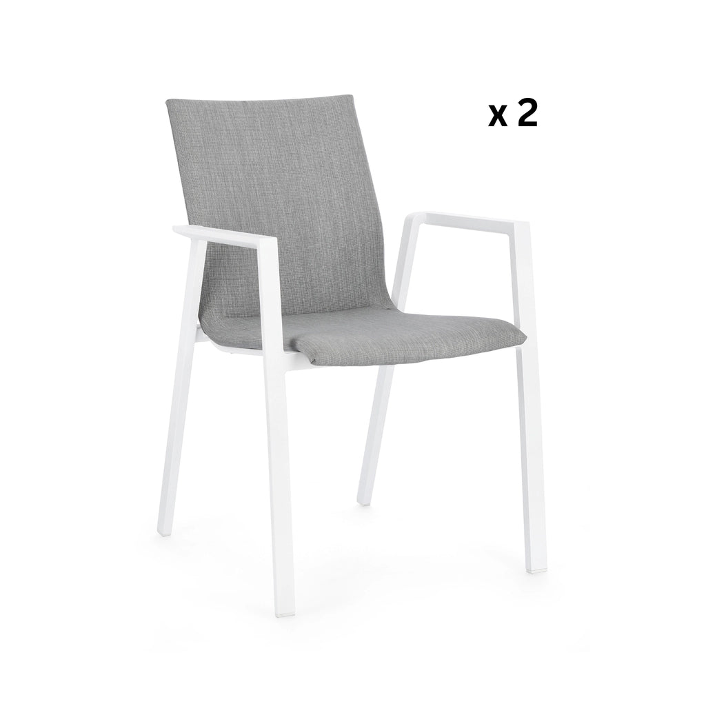 ODEON Outdoor Dining Chair in White/Grey - Bizzotto | Milola