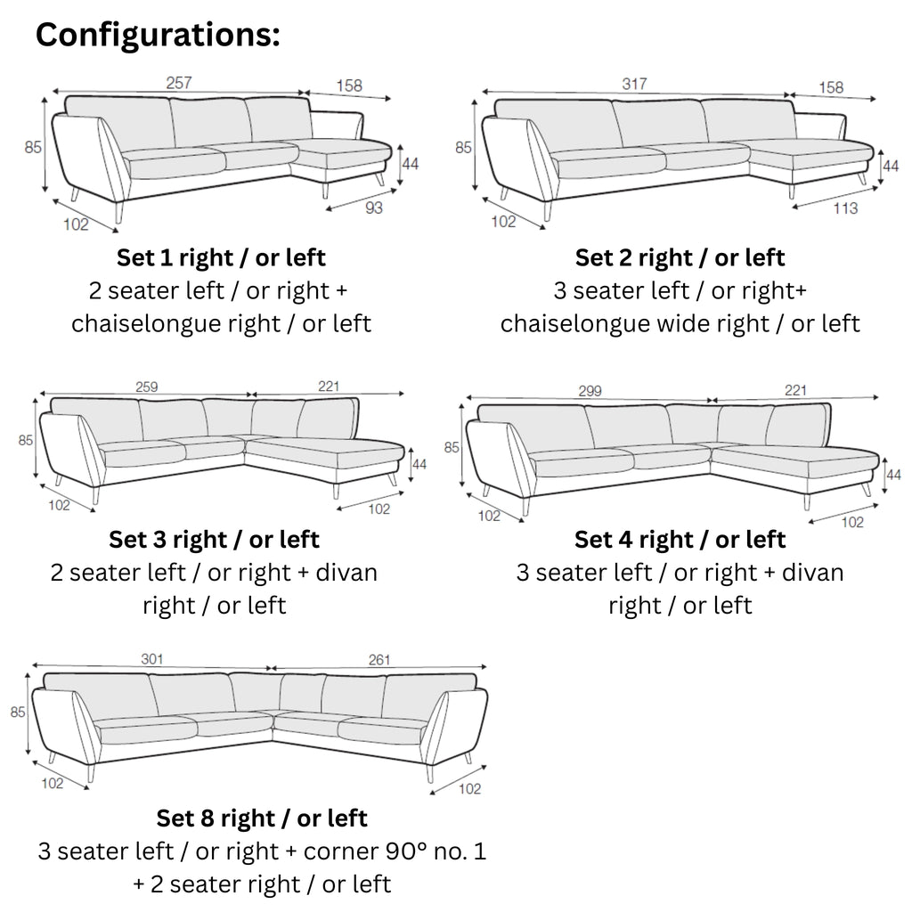 STELLA Corner Sofa Configuration - Sits | Milola