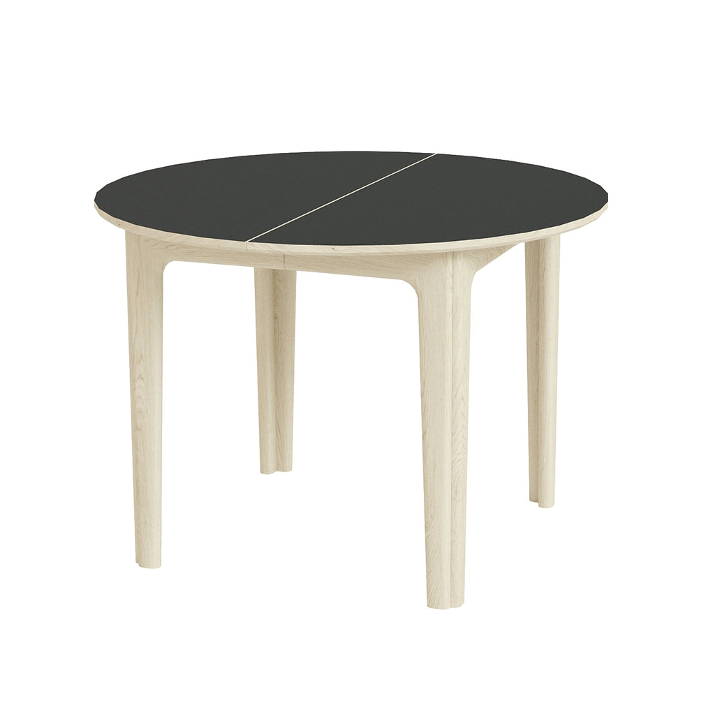 Skovby #111 Extendable Round Dining Table in Oak White Oil with Black Top - Skovby | Milola