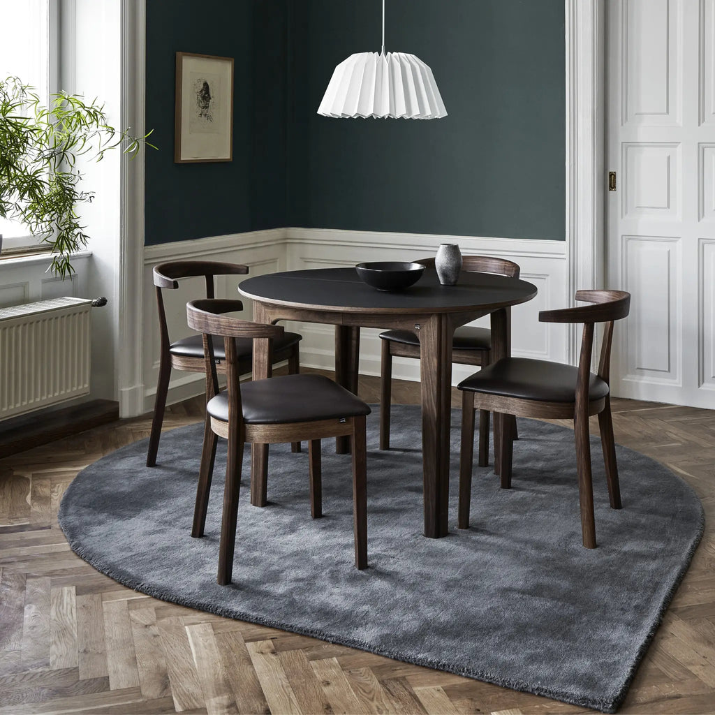 Skovby #111 Extendable Round Dining Table in Walnut Natural Oil with Black Top - Skovby | Milola