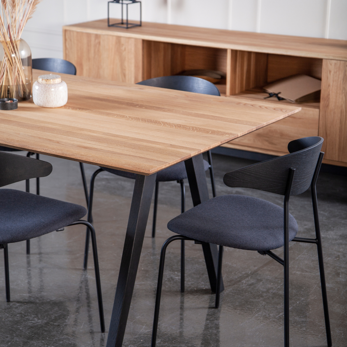 Flex Solid Wood Dining Table with Black Wood Legs
