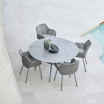 JOY - Round Outdoor Dining Table - Aluminium/Laminate/Ceramic/Teak - CaneLine | Milola