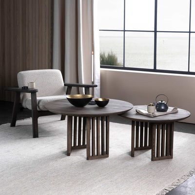 AKUSTIK-Set of Two-Round Solid Wood Coffee Tables - Kristensen Kristensen | Milola