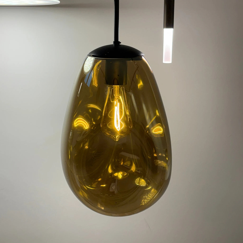 Bernsteinfarbene Glas-Hängeleuchte – OUTLET