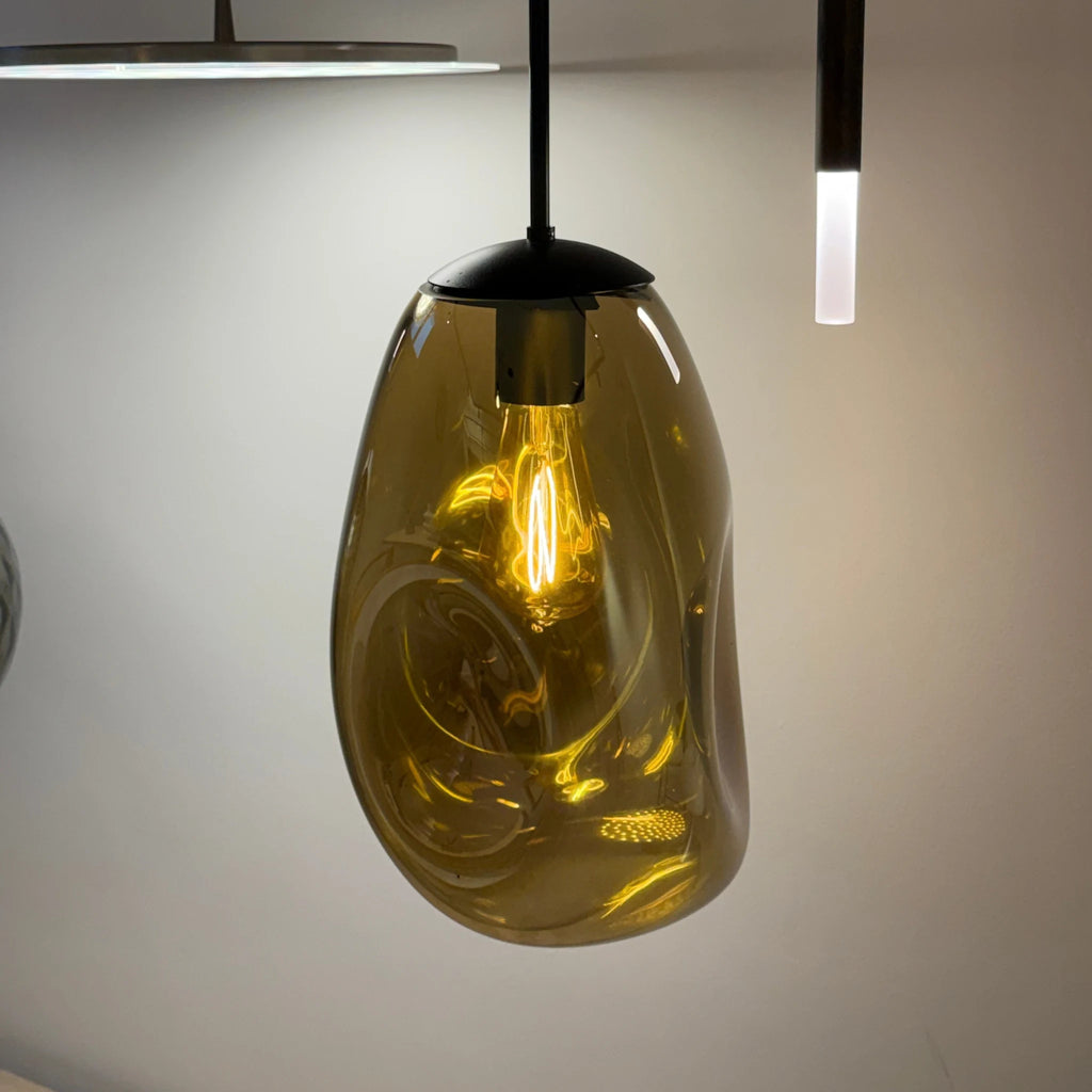 Bernsteinfarbene Glas-Hängeleuchte – OUTLET