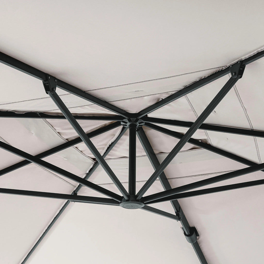 ARIES Outdoor Parasol in Charcoal/Natural - Bizzotto | Milola