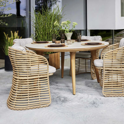 ASPECT - Round Outdoor Dining Table in Travertine - Cane-Line | Milola