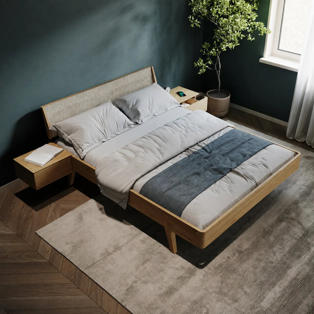 ASPECT Wooden Bed with Integrated Bedside Tables