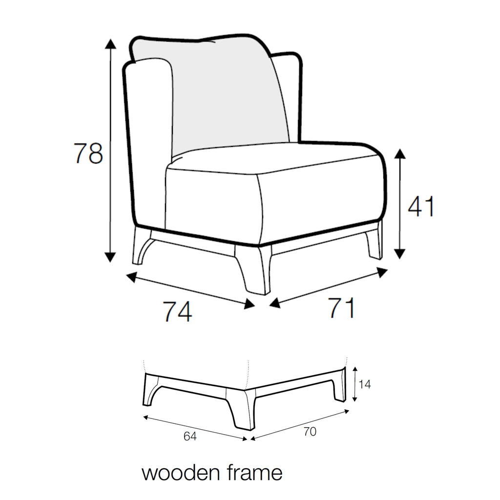 ALMA Armchair Dimensions - Sits | Milola