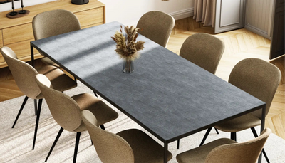 ANDOR Ceramic/Marble Dining Table - Black with Basalt Grey - Milola