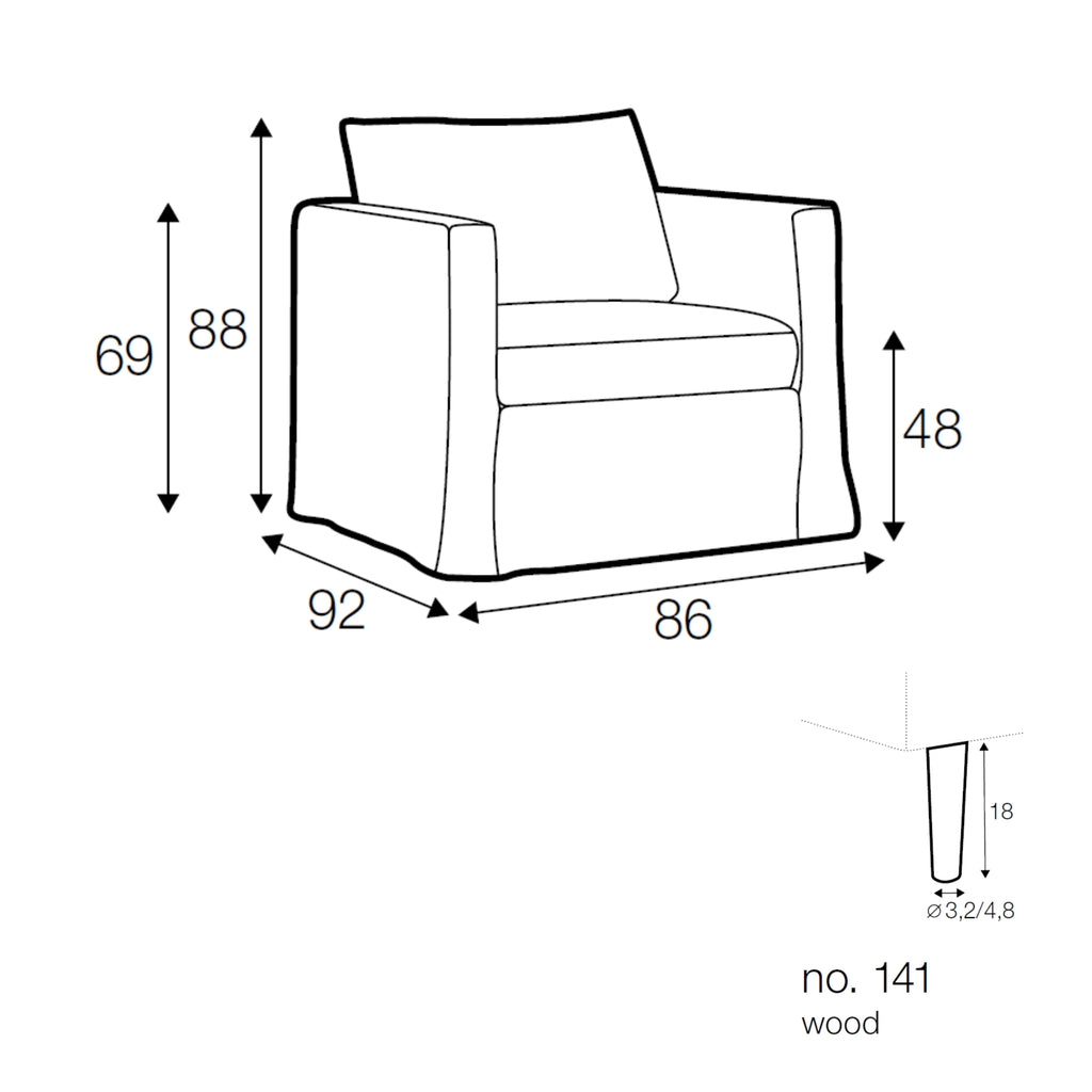 ANNA Armchair Dimensions - Sits | Milola