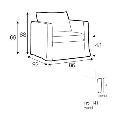 ANNA Armchair Dimensions - Sits | Milola