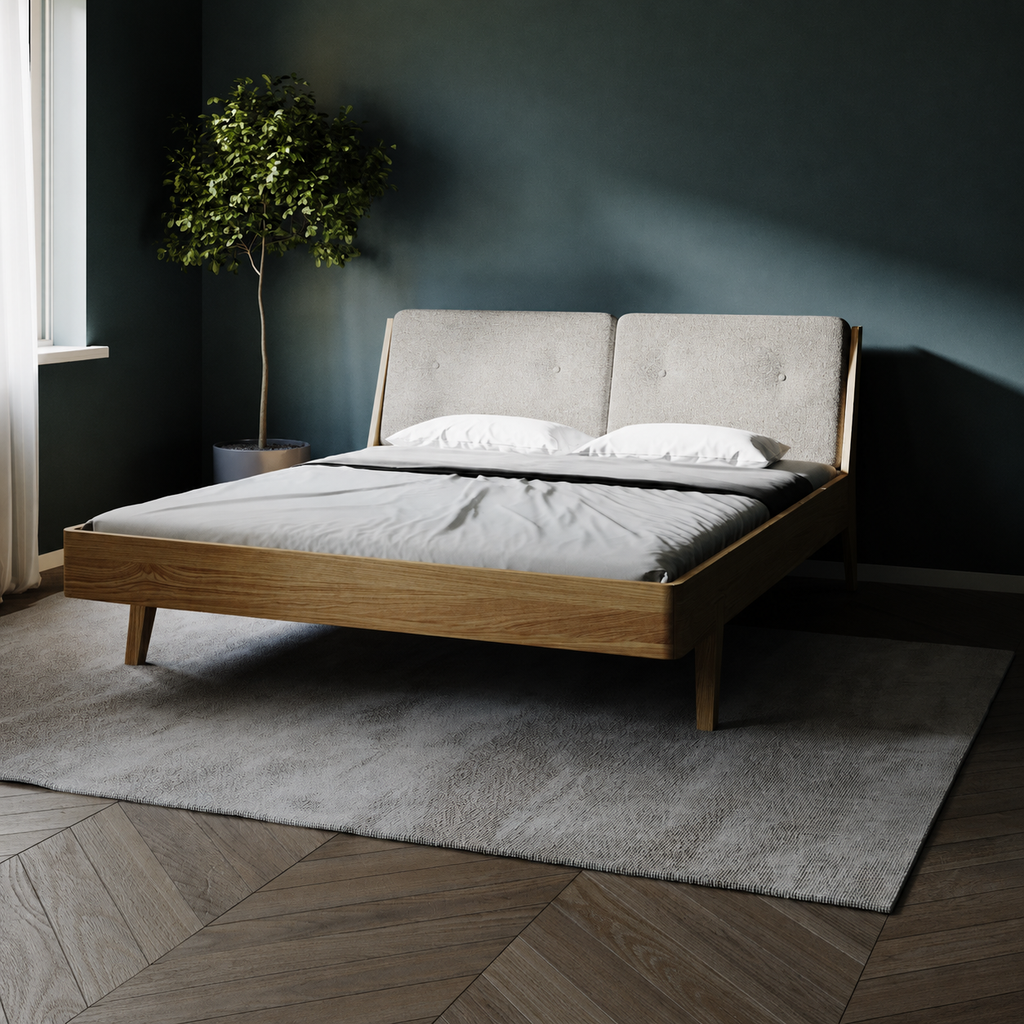 ASPECT - Solid Wood Bed - Fabric - Double Headboard | Milola