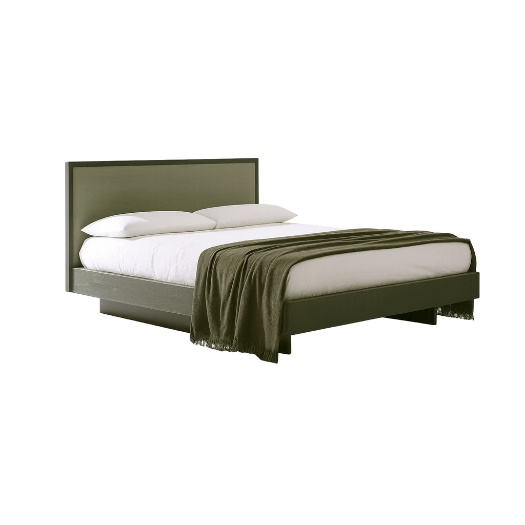 Awase Soft Wooden Bed With Fabric Upholstered Headboard - Bolzan | Milola