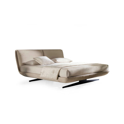 BIGGIE H.18 Bed in Beige Leather Hermitage Col. 008 - Twils | Milola
