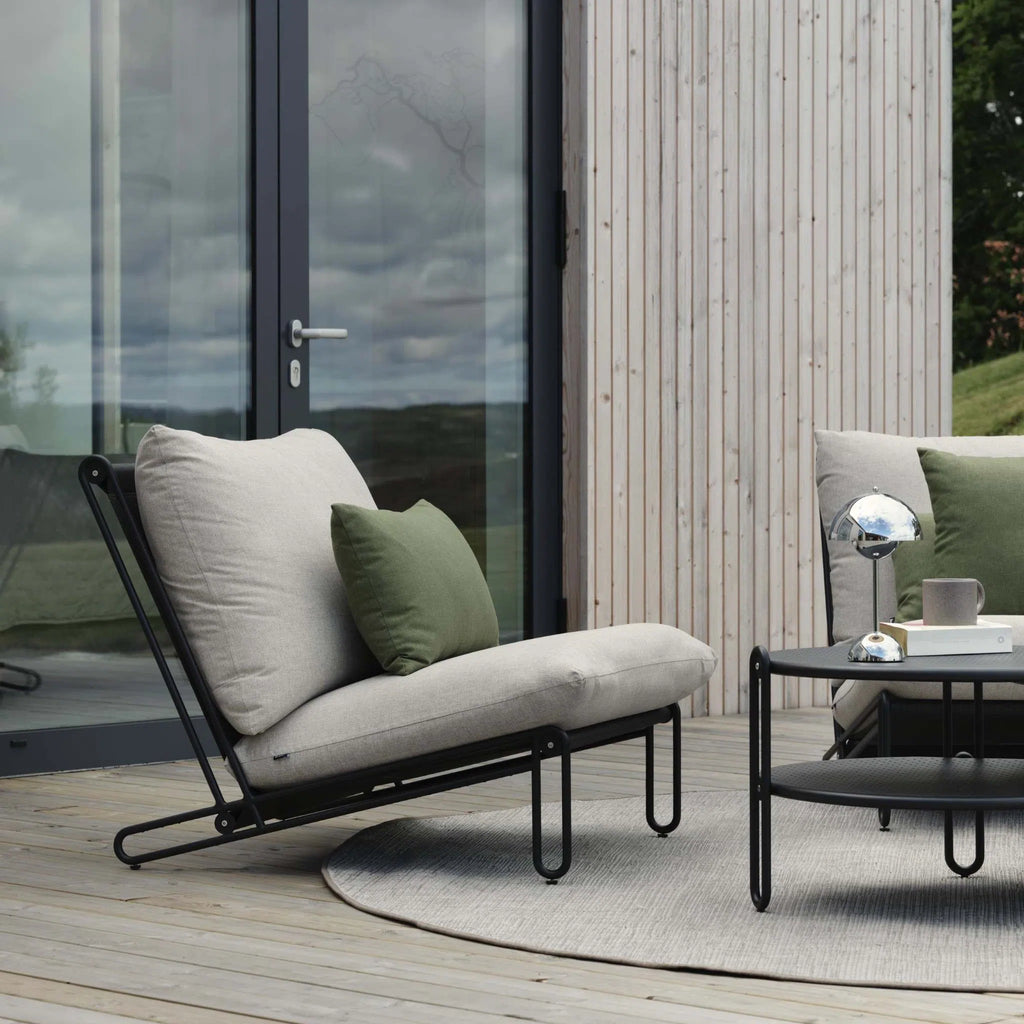 BLIXT - Outdoor Sectional Sofa Set in Beige and Black Frame - Brafab | Milola