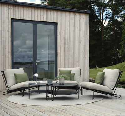 BLIXT - Outdoor Sectional Sofa Set in Beige and Black Frame - Brafab | Milola