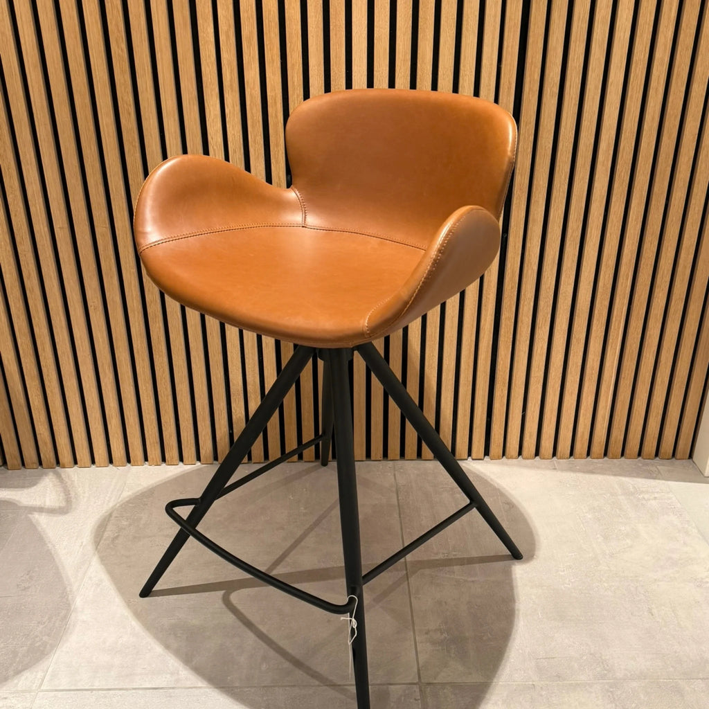 Set of 3 Bar Stools in Brown Artificial Leather - OUTLET