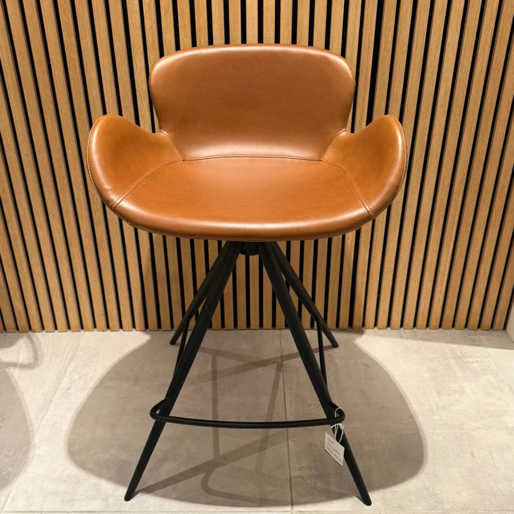 Set of 3 Bar Stools in Brown Artificial Leather - OUTLET