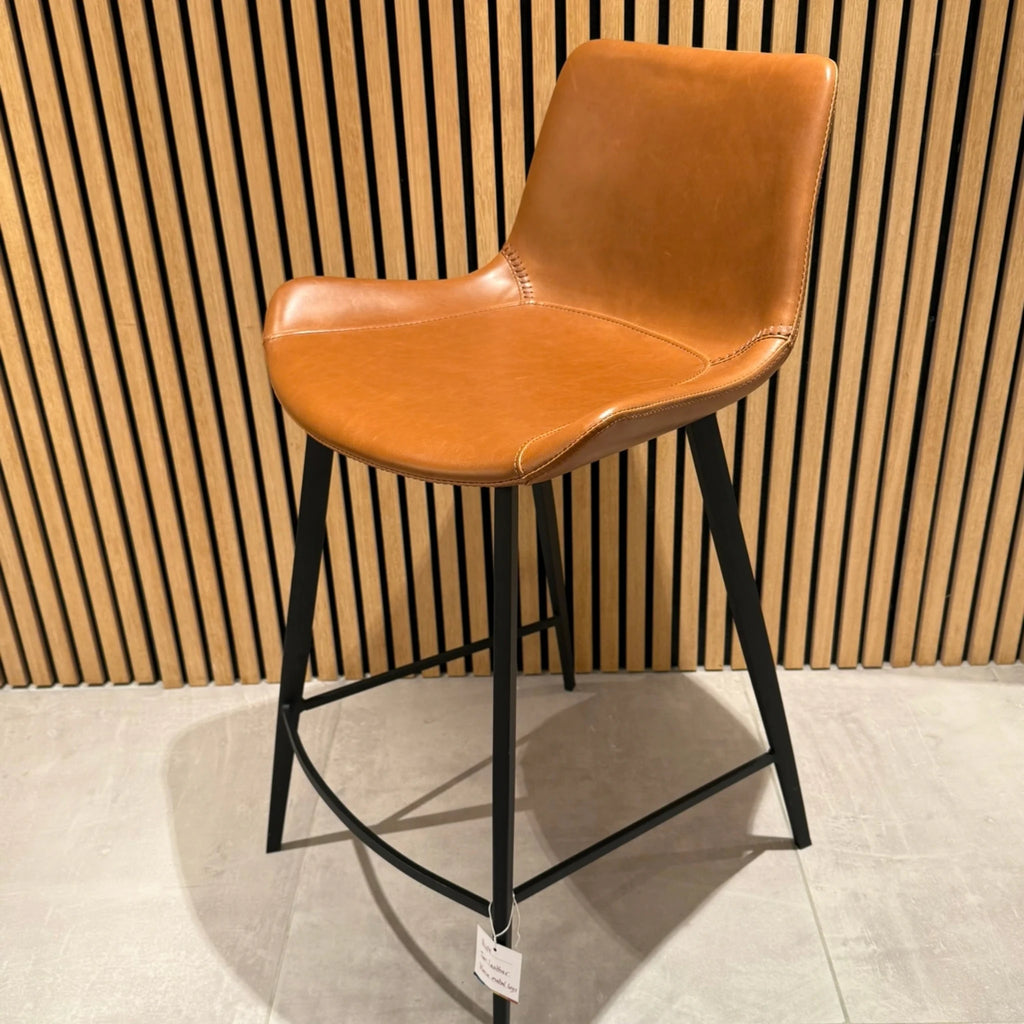 Set of 3 Bar Stools in Brown Artificial Leather - OUTLET