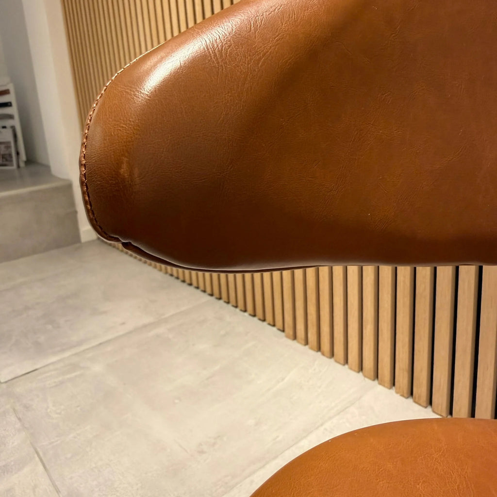 Set of 3 Bar Stools in Brown Artificial Leather - OUTLET