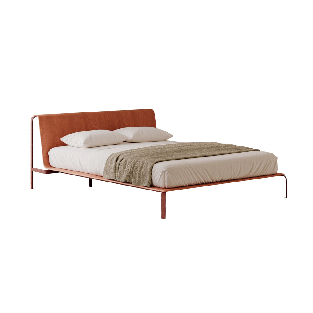 BEND-E Metal Bed with wood frame - Simple Design - Bolzan | Milola
