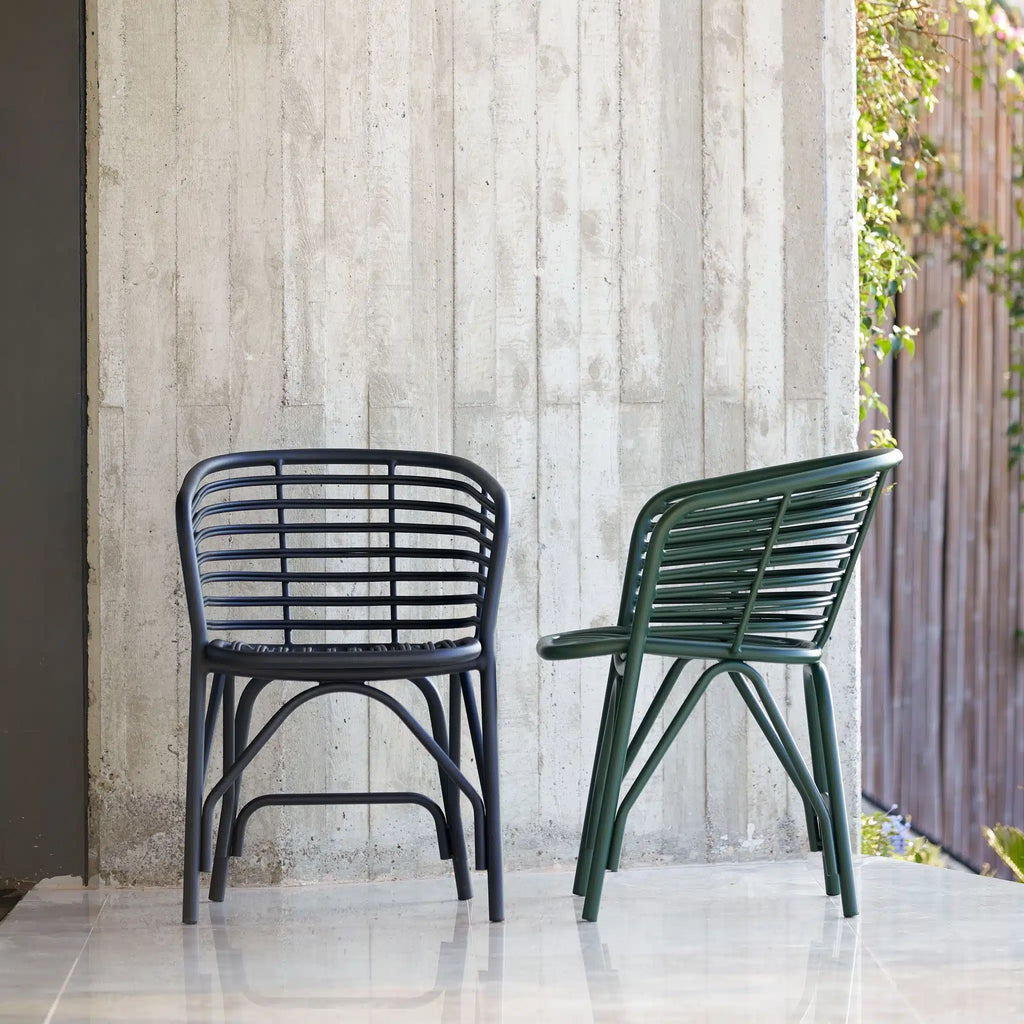 BLEND Stackable Outdoor Chair in Black & Green - CaneLine | Milola