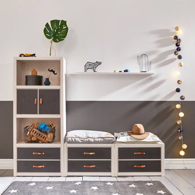 Modular Bookcases with 3 shelves - in WhiteWash - Lifetime Kidsrooms | Milola