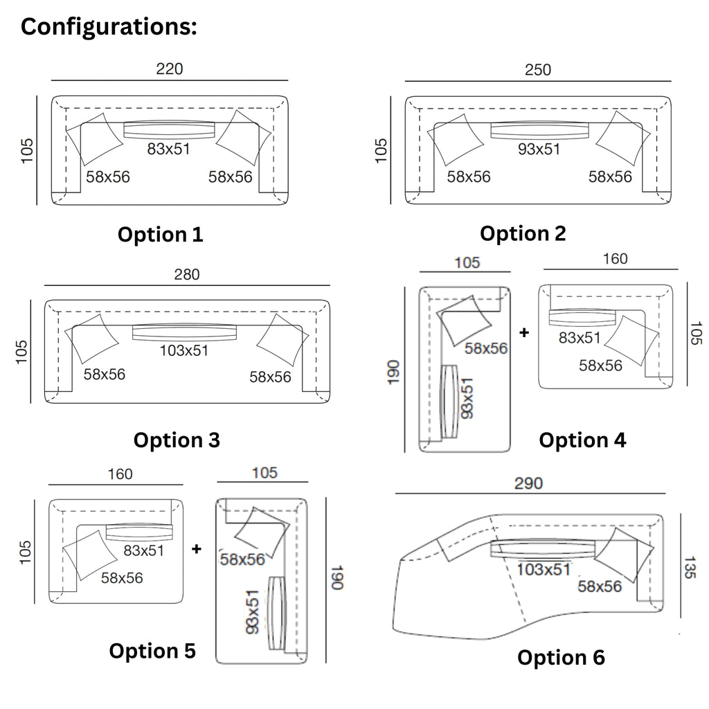 BRIO Modular Sofa Configurations - Twils | Milola