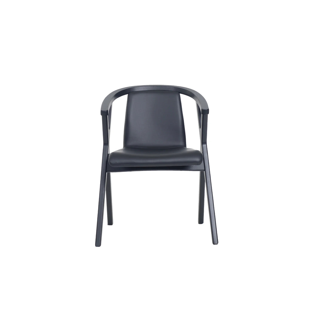 CASØ MR. X Dining Chair in Black Stained oak with Black Leather Seat - CASØ | Milola