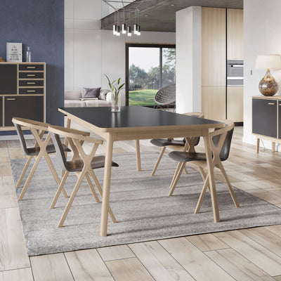 CASØ MR. X Dining Chair in White Oiled oak with Black Leather Seat - CASØ | Milola