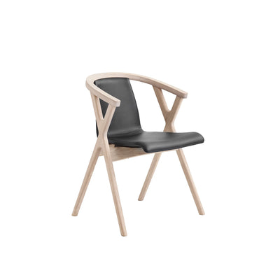 CASØ MR. X Dining Chair in White Oiled oak with Black Leather Seat - CASØ | Milola