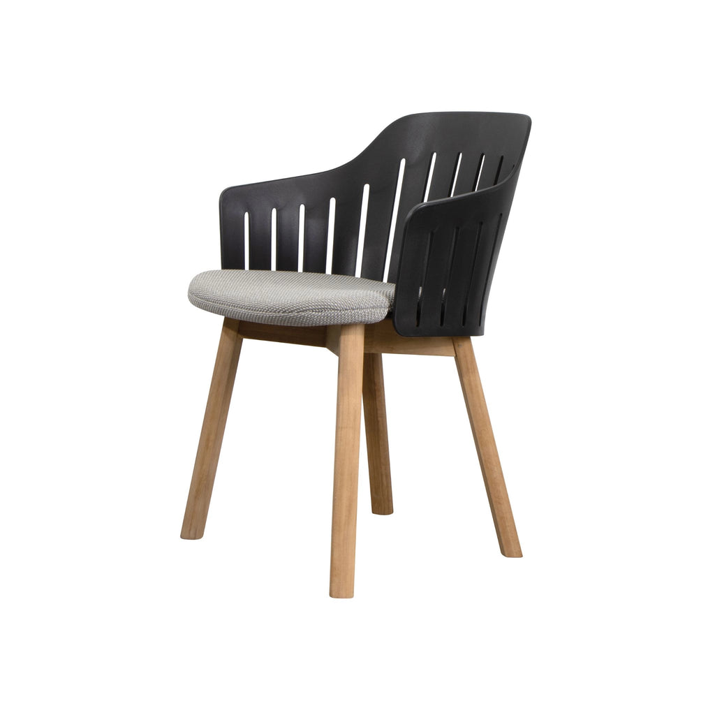 HOICE Outdoor/Indoor Dining Chair in Light Grey Fabric and Wood - CaneLine | Milola