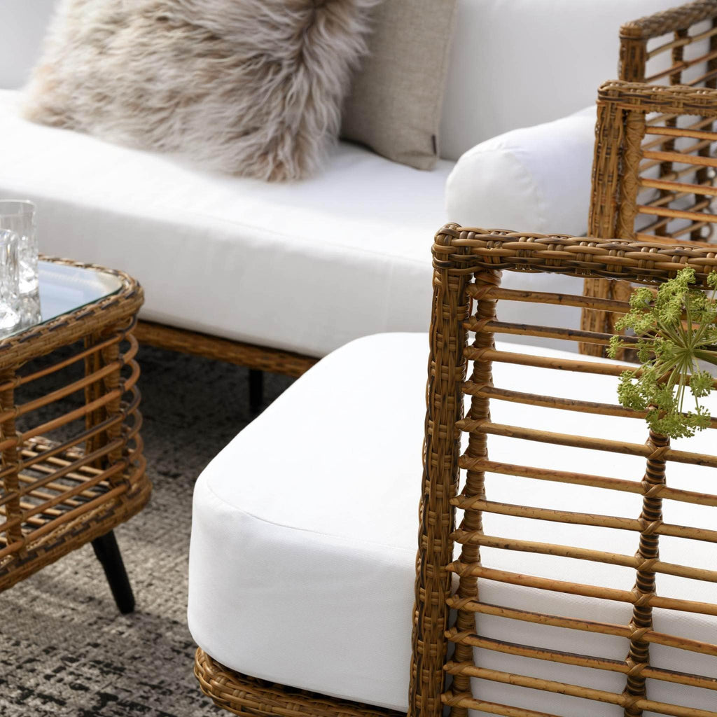 COVELO - Outdoor Rattan Garden Lounge Set - 2 Seater Sofa - 2 Armchairs - Coffee Table - Brafab | Milola