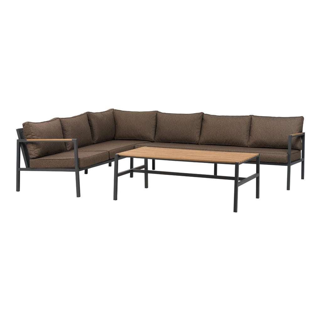 CAP Outdoor Corner sofa set  in Anthracite/Brown - BRAFAB | Milola