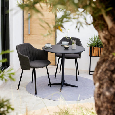 CHOICE Outdoor/Indoor Dining Chair in Dark Grey Fabric and Galvanized Steel Base 4legs - CaneLine | Milola