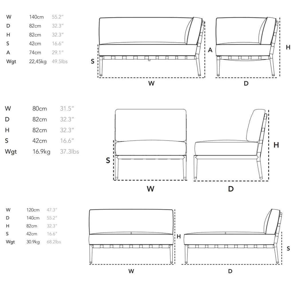 Conic Outdoor Sofa - Modular Outdoor Sofa Dimensions - Cane-Line | Milola