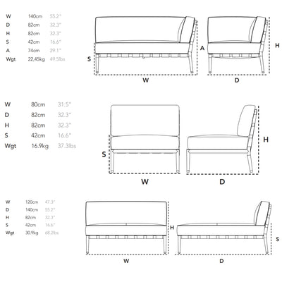 Conic Outdoor Sofa - Modular Outdoor Sofa Dimensions - Cane-Line | Milola