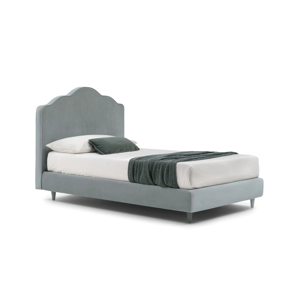 Dafne Single Storage Bed - Upholstered Storage Bed in Blue Green - Bolzan | Milola
