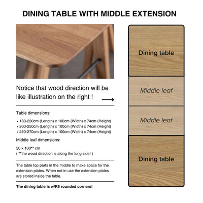 FRANKLIN Solid Wood Extendable Dining Table - Middle Extensions Mechanism - Kristensen Kristensen | Milola